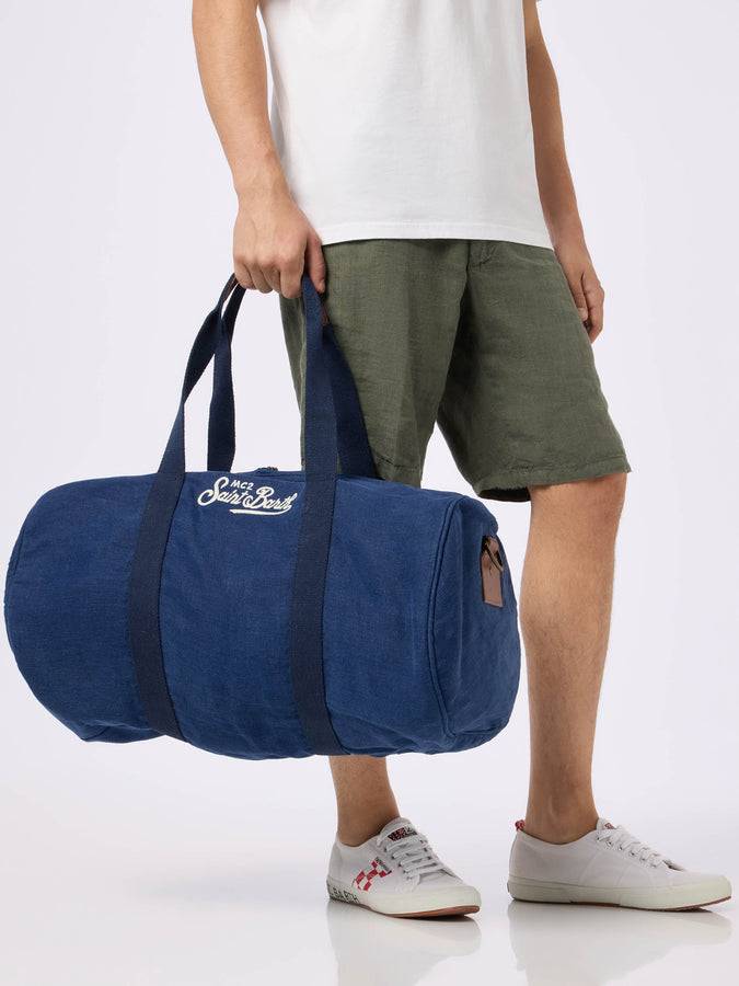 Mc2 Saint Barth Borsone Da Viaggio Jetleg In Lino Blu
