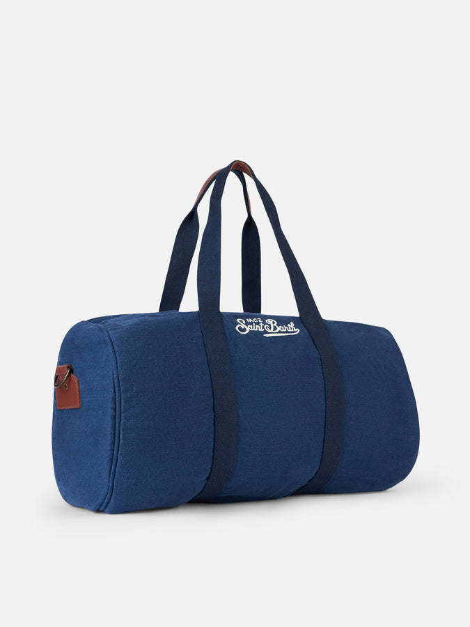 Mc2 Saint Barth Borsone Da Viaggio Jetleg In Lino Blu