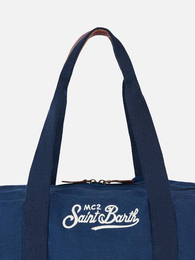 Mc2 Saint Barth Borsone Da Viaggio Jetleg In Lino Blu