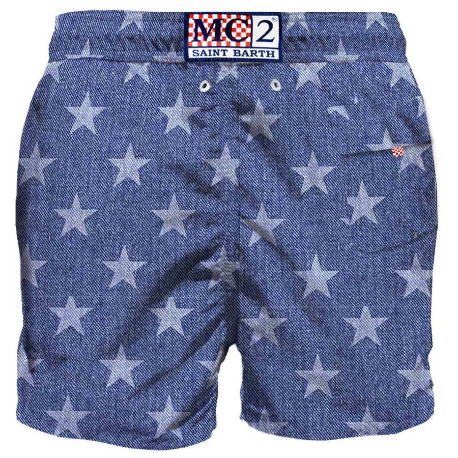 Mc2 Saint Barth Boxer Da Mare Di Media Lunghezza Con Stelle Blu