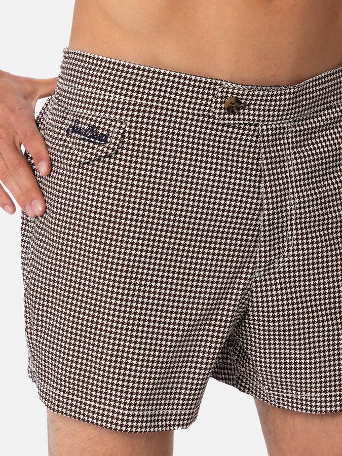 Mc2 Saint Barth Boxer Mare Da Uomo Harrys Dal Taglio Aderente Con Stampa Pied De Poule
