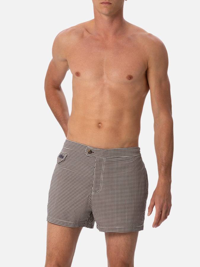 Mc2 Saint Barth Boxer Mare Da Uomo Harrys Dal Taglio Aderente Con Stampa Pied De Poule