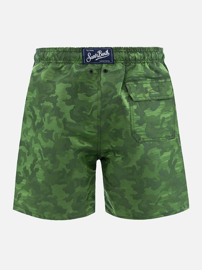 Mc2 Saint Barth Boxer Mare Da Uomo In Tessuto Ripstop Harbour The Riviera Con Stampa Jacquard Camo
