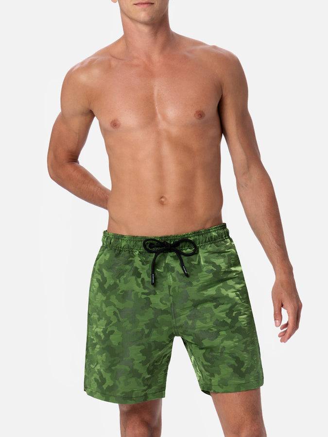 Mc2 Saint Barth Boxer Mare Da Uomo In Tessuto Ripstop Harbour The Riviera Con Stampa Jacquard Camo