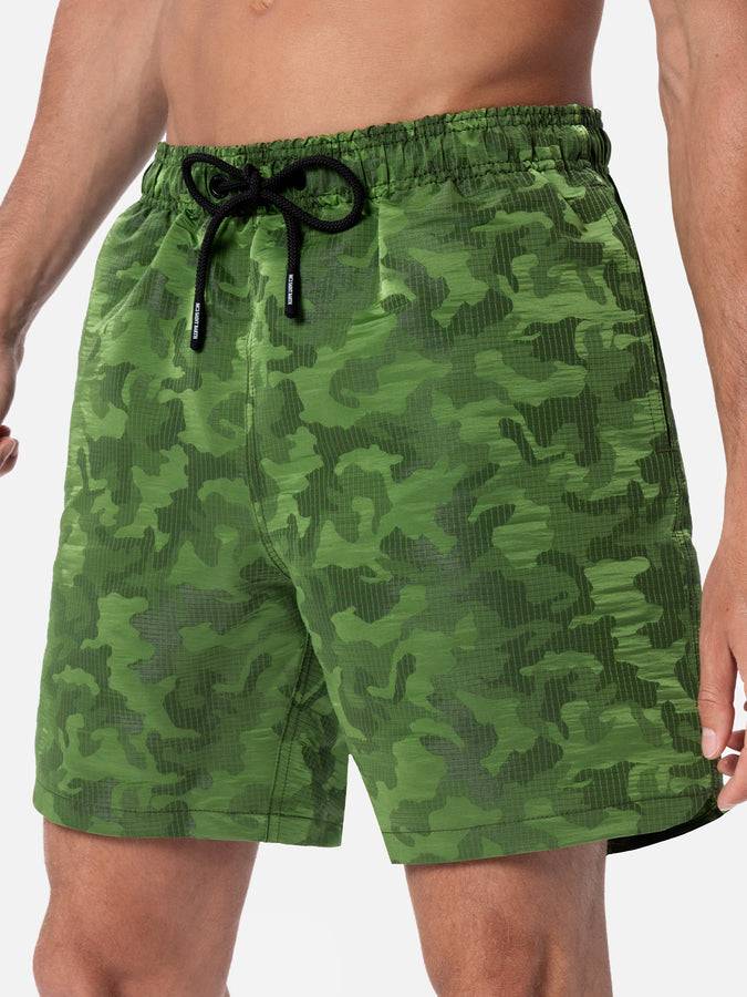Mc2 Saint Barth Boxer Mare Da Uomo In Tessuto Ripstop Harbour The Riviera Con Stampa Jacquard Camo