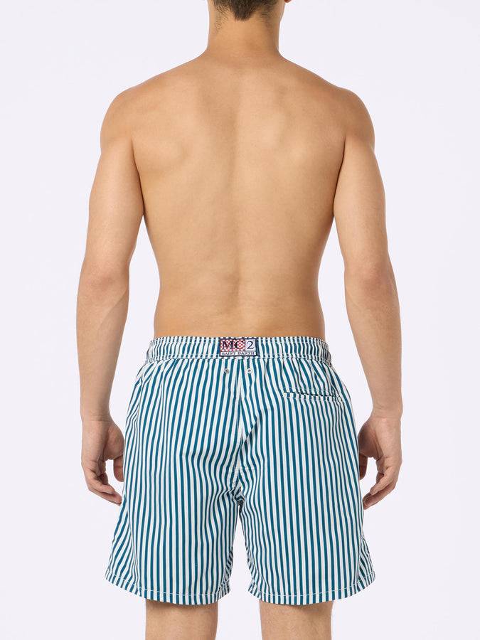 Mc2 Saint Barth Boxer Mare Uomo Gustavia Lunghezza Media A Righe Con Ricamo Portofino Gin | PORTOFINO GIN EDIZIONE SPECIALE
