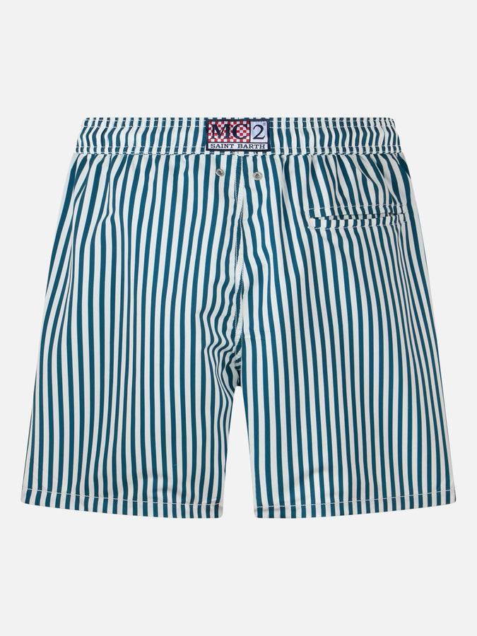Mc2 Saint Barth Boxer Mare Uomo Gustavia Lunghezza Media A Righe Con Ricamo Portofino Gin | PORTOFINO GIN EDIZIONE SPECIALE