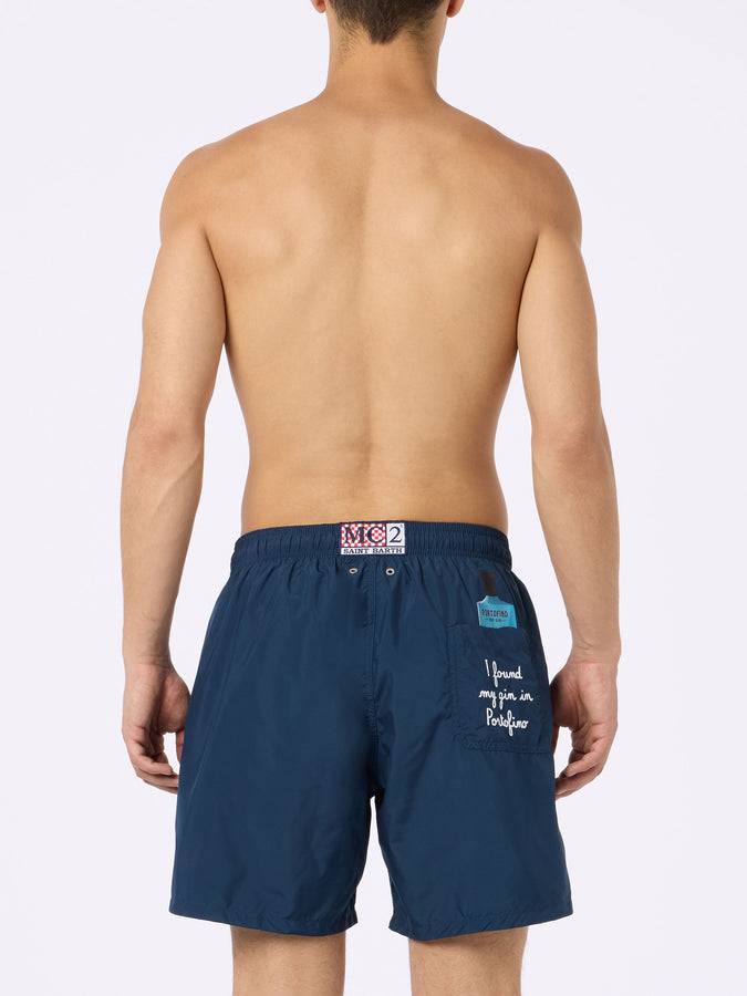 Mc2 Saint Barth Boxer Mare Uomo Gustavia Lunghezza Media Con Ricamo Portofino Gin | PORTOFINO GIN EDIZIONE SPECIALE