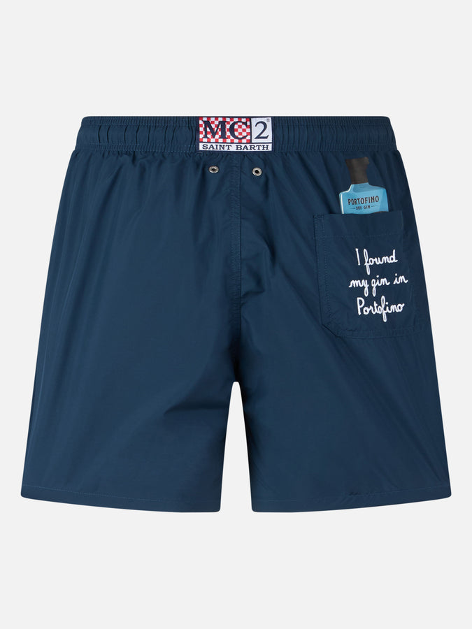 Mc2 Saint Barth Boxer Mare Uomo Gustavia Lunghezza Media Con Ricamo Portofino Gin | PORTOFINO GIN EDIZIONE SPECIALE