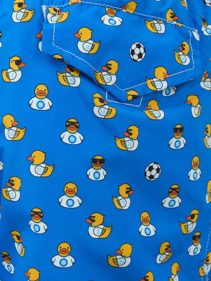 Mc2 Saint Barth Boy Lightweight Fabric Swim Shorts With Ducky And Napoli Logo Print | SSC NAPOLI SPECIAL EDITION