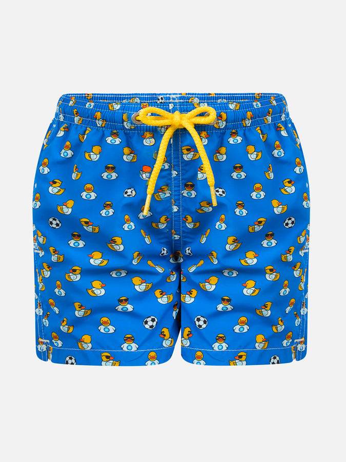 Mc2 Saint Barth Boy lightweight fabric swim shorts with Ducky and Napoli logo print | SSC NAPOLI SPECIAL EDITION