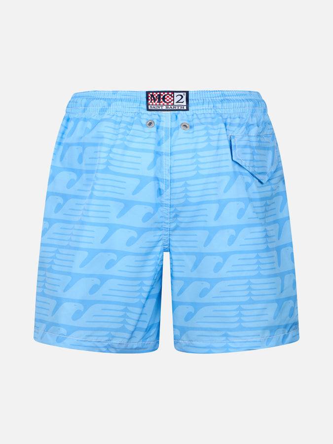 Mc2 Saint Barth Boy Lightweight Fabric Swimshorts With Lazio Print | SS LAZIO SPECIAL EDITION