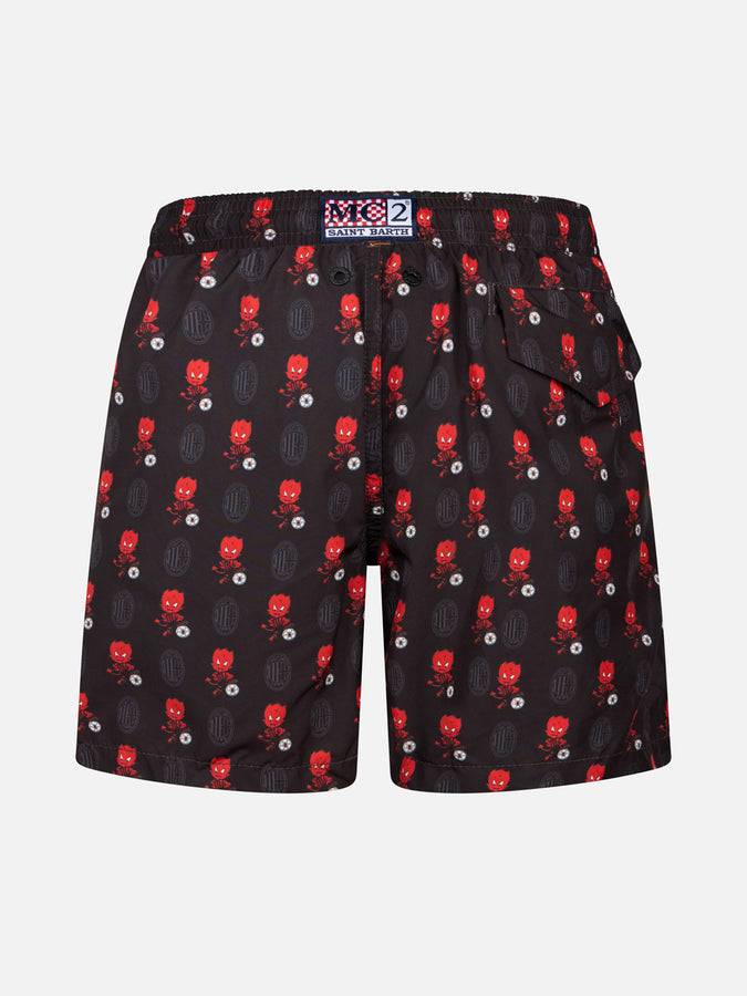 Mc2 Saint Barth Boy Lightweight Fabric Swimshorts With Milan Print | AC MILAN SPECIAL EDITION