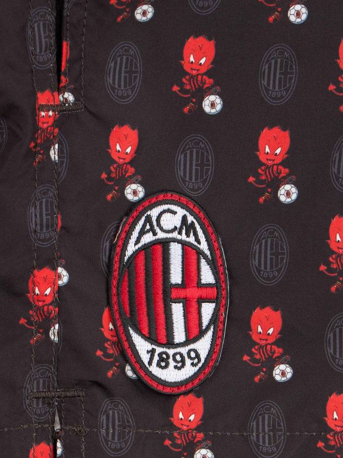 Mc2 Saint Barth Boy Lightweight Fabric Swimshorts With Milan Print | AC MILAN SPECIAL EDITION