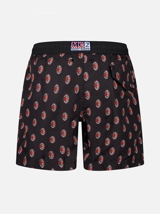 Mc2 Saint Barth Boy Lightweight Fabric Swimshorts With Milan Print | AC MILAN SPECIAL EDITION