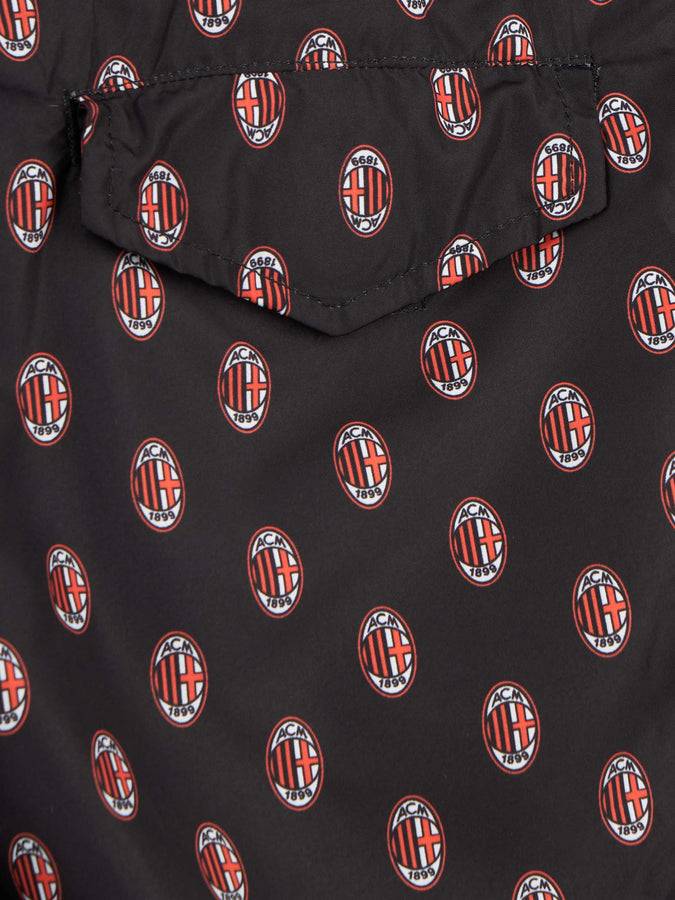 Mc2 Saint Barth Boy Lightweight Fabric Swimshorts With Milan Print | AC MILAN SPECIAL EDITION
