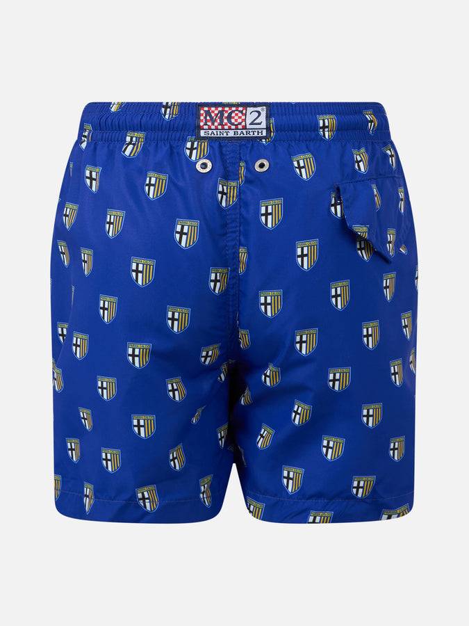 Mc2 Saint Barth Boy Lightweight Fabric Swimshorts With Parma Print | PARMA CALCIO SPECIAL EDITION