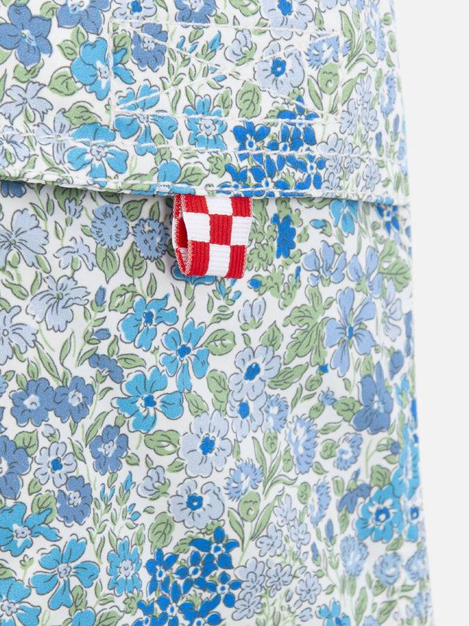 Mc2 Saint Barth Boy Mid-length Jean Swim-shorts With Joanna Luise Print | MADE WITH LIBERTY FABRIC