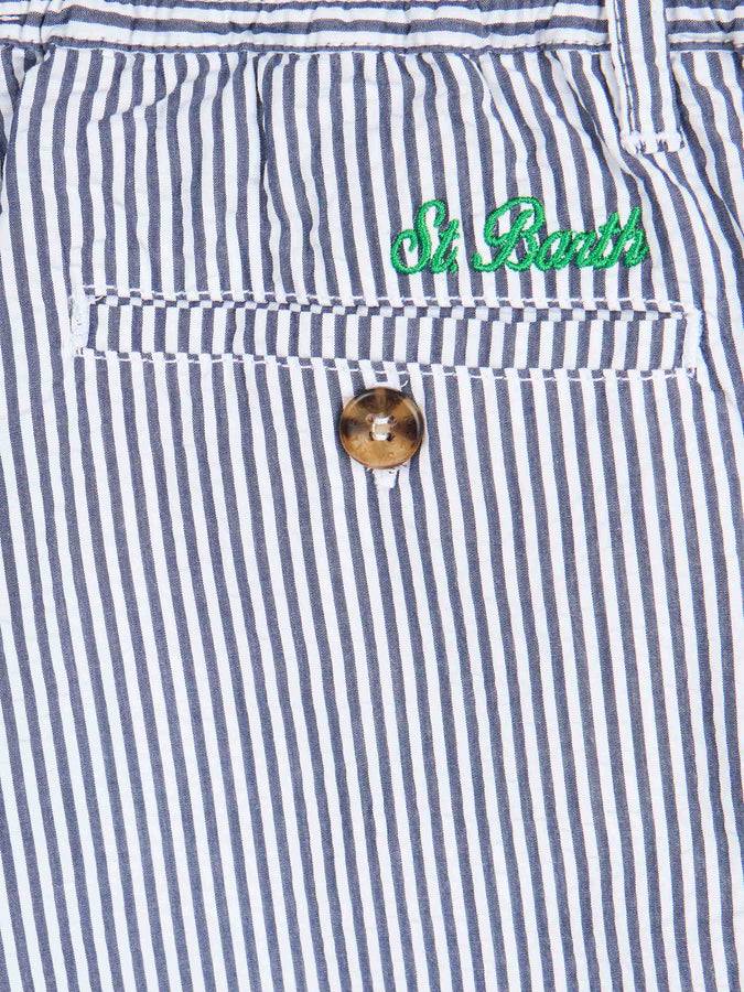 Mc2 Saint Barth Boy Seersucker Bermuda Shorts Ischia Jr