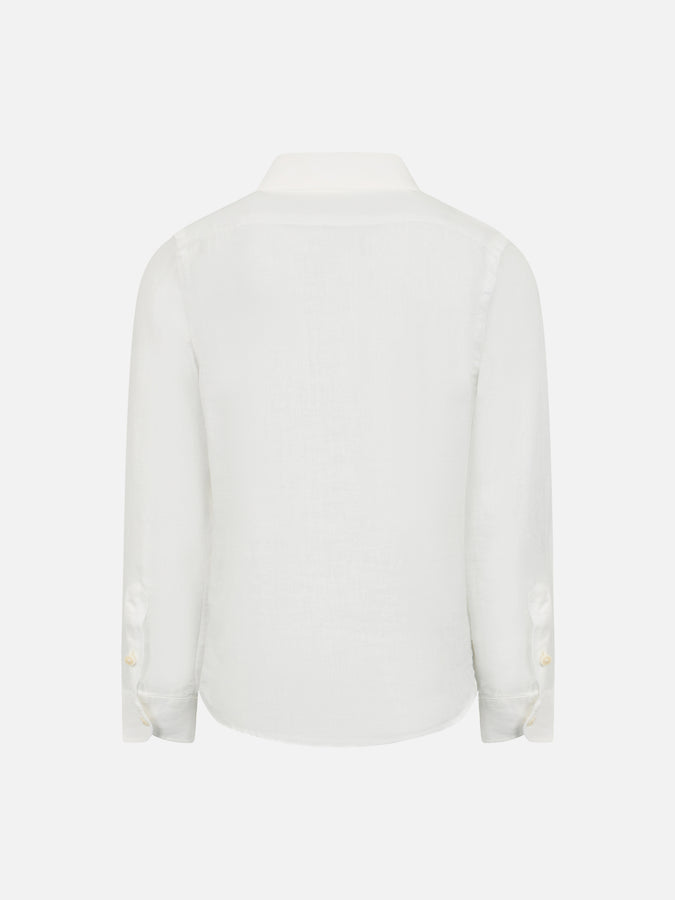Mc2 Saint Barth Camicia Agnes In Lino Bianco Per Bambino