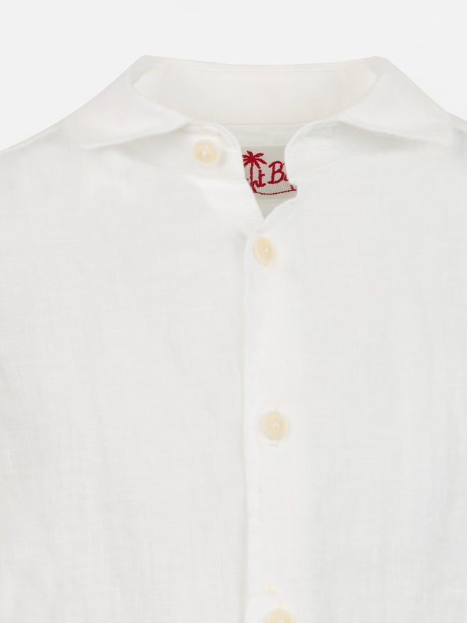 Mc2 Saint Barth Camicia Agnes In Lino Bianco Per Bambino