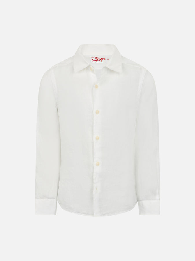 Mc2 Saint Barth Camicia Agnes in lino bianco per bambino