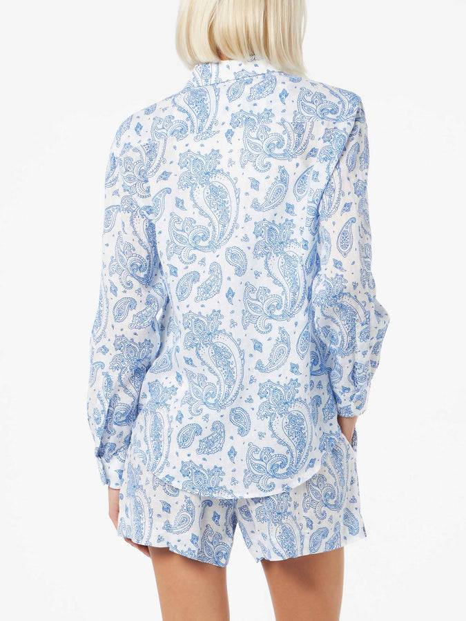Mc2 Saint Barth Camicia Classica Da Donna In Lino Paisley Meredith