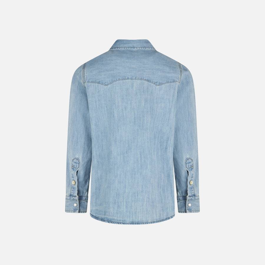 Mc2 Saint Barth Camicia Da Bambino In Denim Di Lino