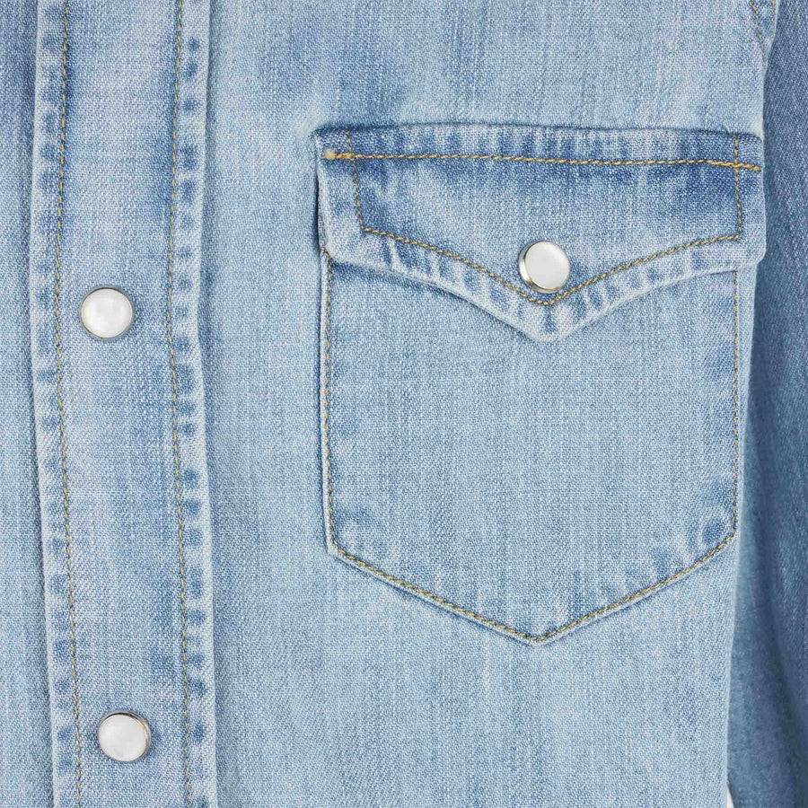 Mc2 Saint Barth Camicia Da Bambino In Denim Di Lino