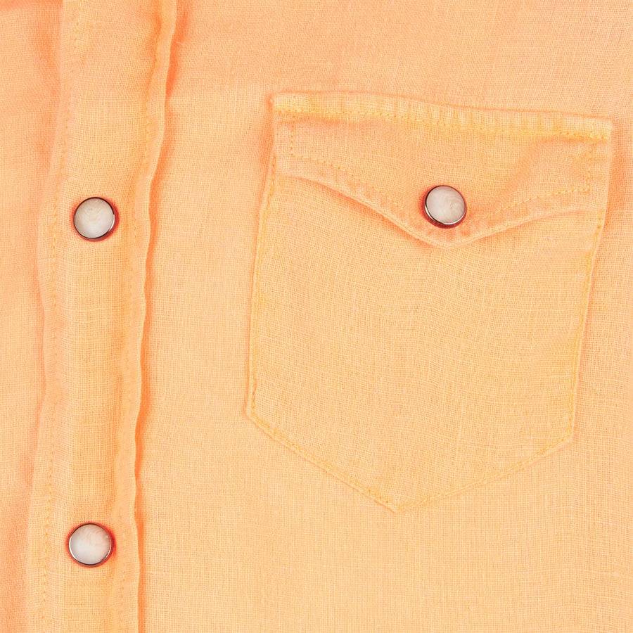 Mc2 Saint Barth Camicia Da Bambino In Lino Arancione Fluo