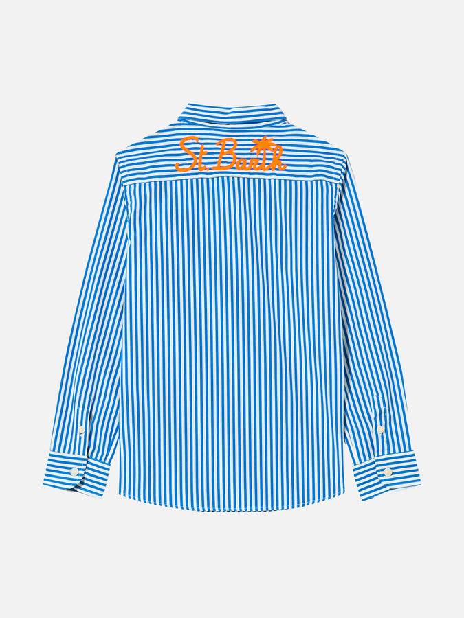 Mc2 Saint Barth Camicia Da Bambino In Lino Di Cotone A Righe