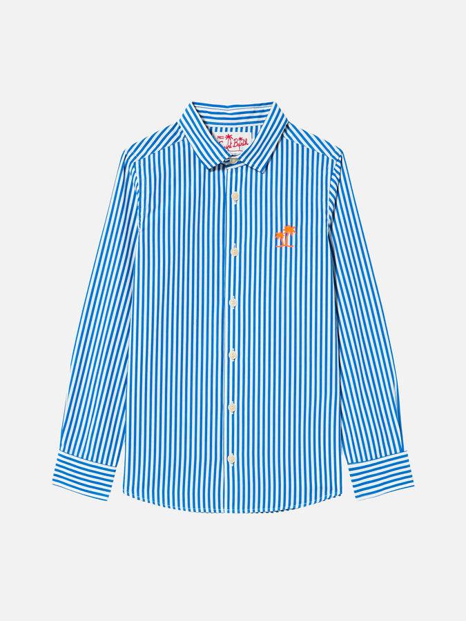 Mc2 Saint Barth Camicia da bambino in lino di cotone a righe