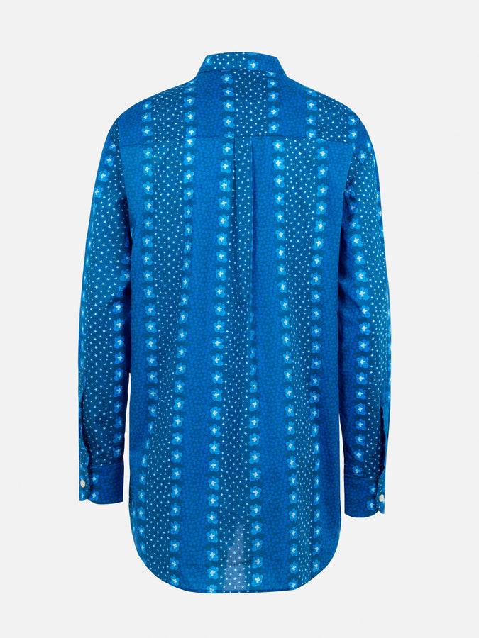 Mc2 Saint Barth Camicia Da Donna Brigitte In Cotone Con Stampa Fiori Indaco