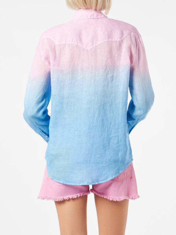 Mc2 Saint Barth Camicia Da Donna Dai Colori Sfumati Rosa E Blu