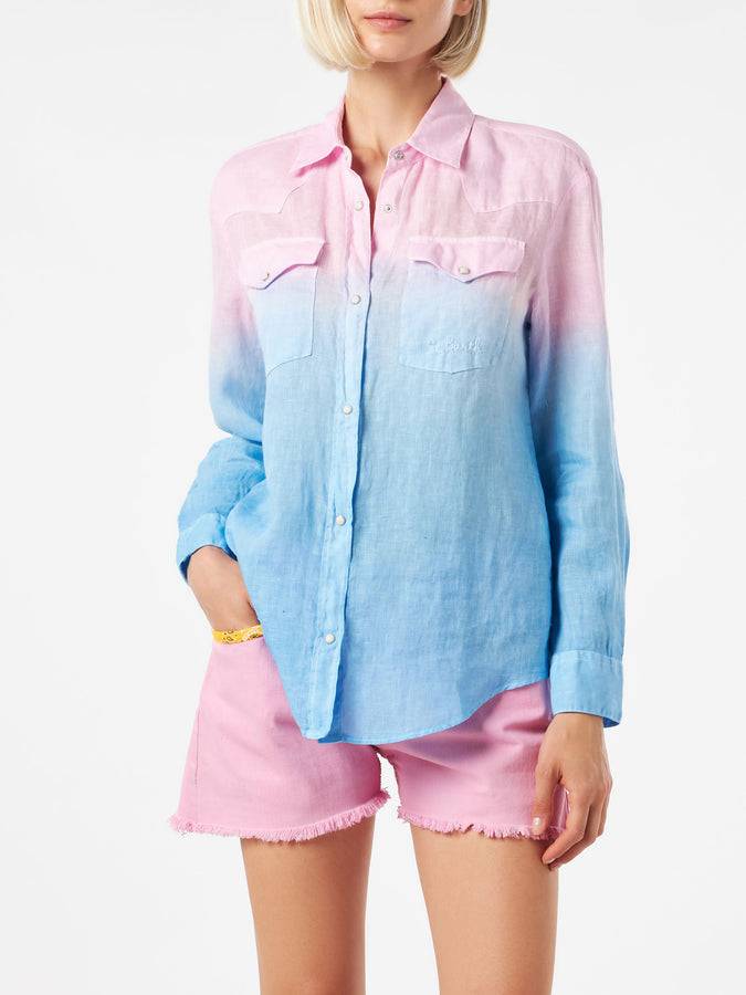 Mc2 Saint Barth Camicia da donna dai colori sfumati rosa e blu