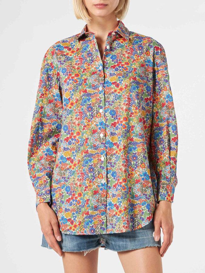 Mc2 Saint Barth Camicia Da Donna In Cotone | Realizzato Con Tessuto Liberty