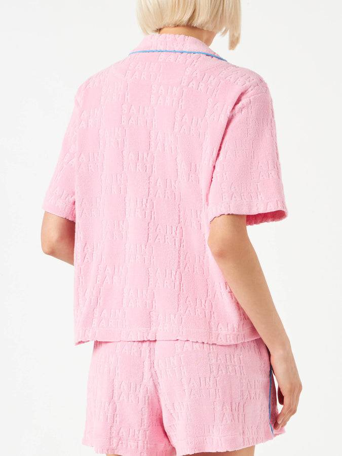 Mc2 Saint Barth Camicia Da Donna In Spugna Goffrata Con Piping