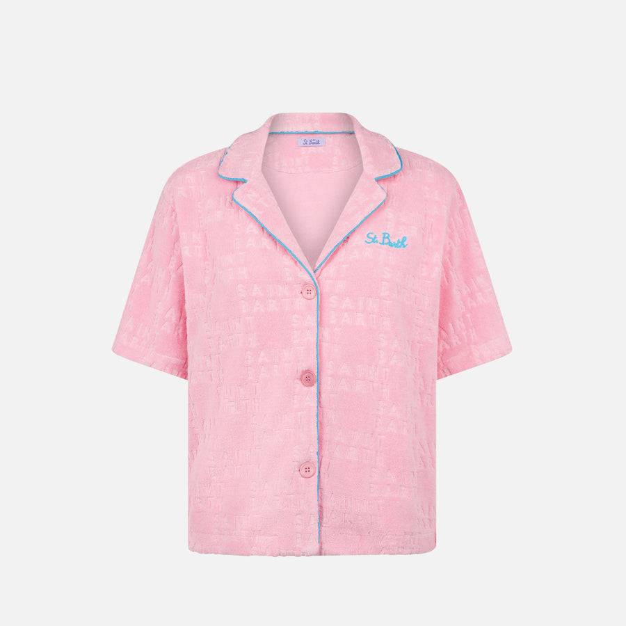 Mc2 Saint Barth Camicia Da Donna In Spugna Goffrata Con Piping