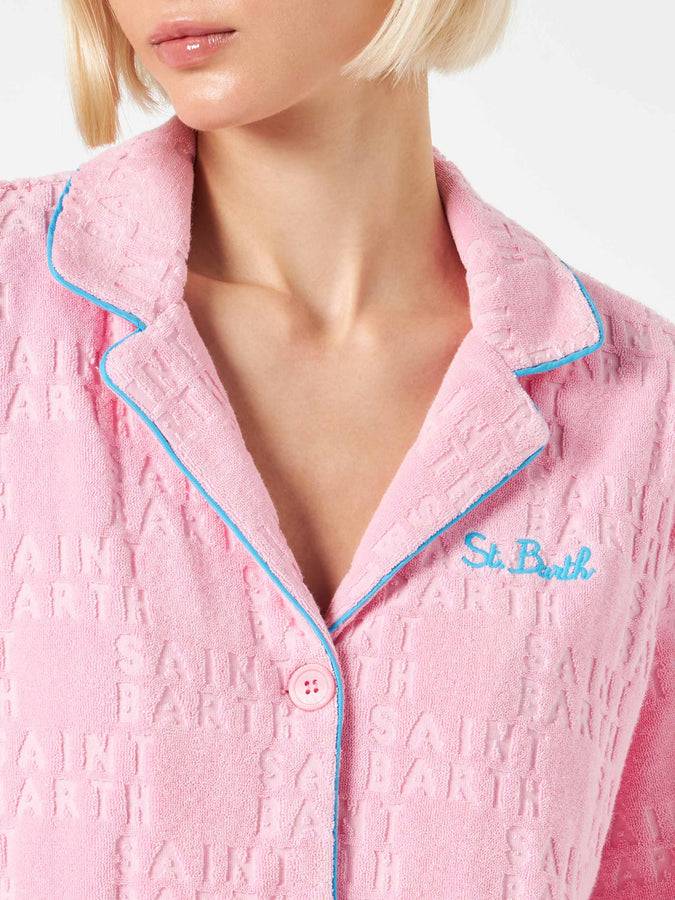 Mc2 Saint Barth Camicia Da Donna In Spugna Goffrata Con Piping