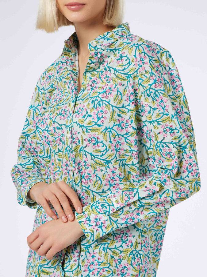 Mc2 Saint Barth Camicia Da Donna Over Brigitte In Cotone Con Stampa Fiori