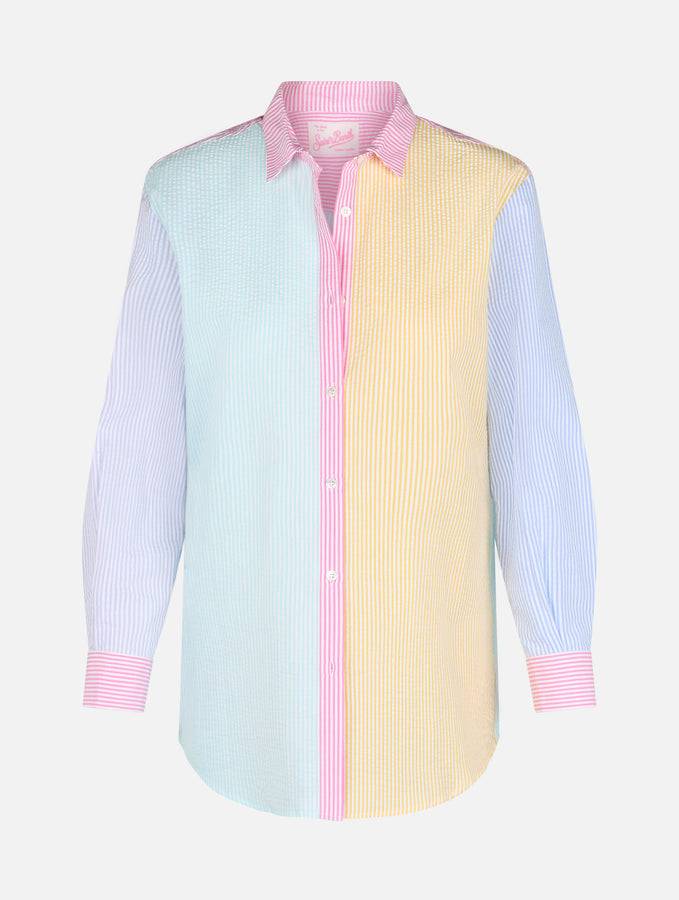 Mc2 Saint Barth Camicia Da Donna Over In Cotone Seersucker Brigitte