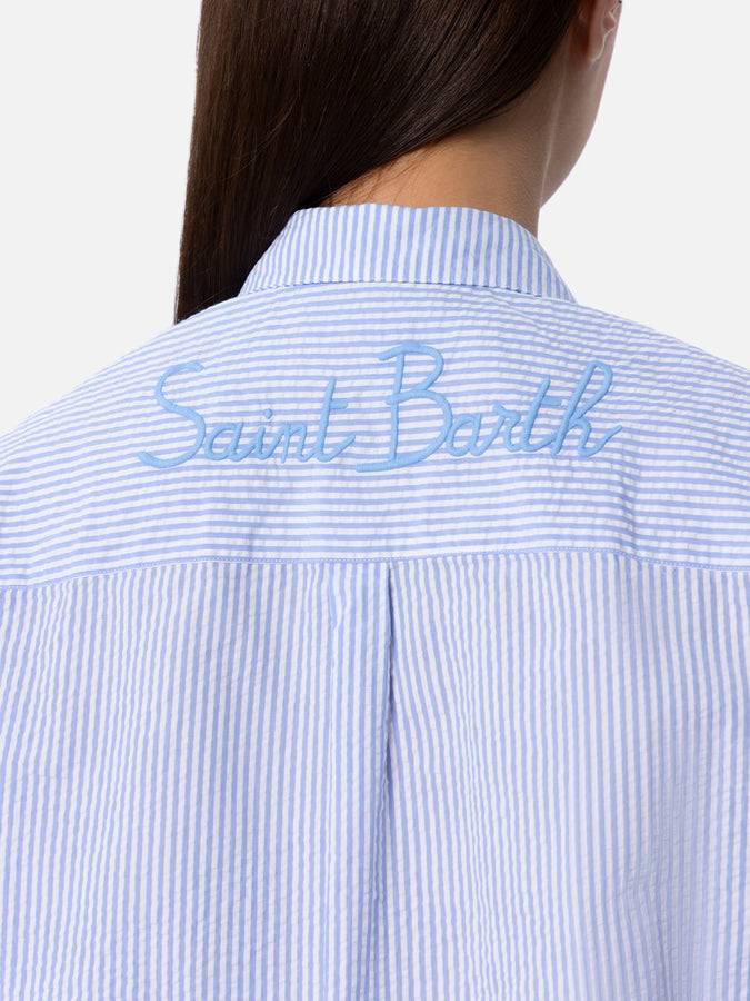 Mc2 Saint Barth Camicia Da Donna Over In Cotone Seersucker Brigitte
