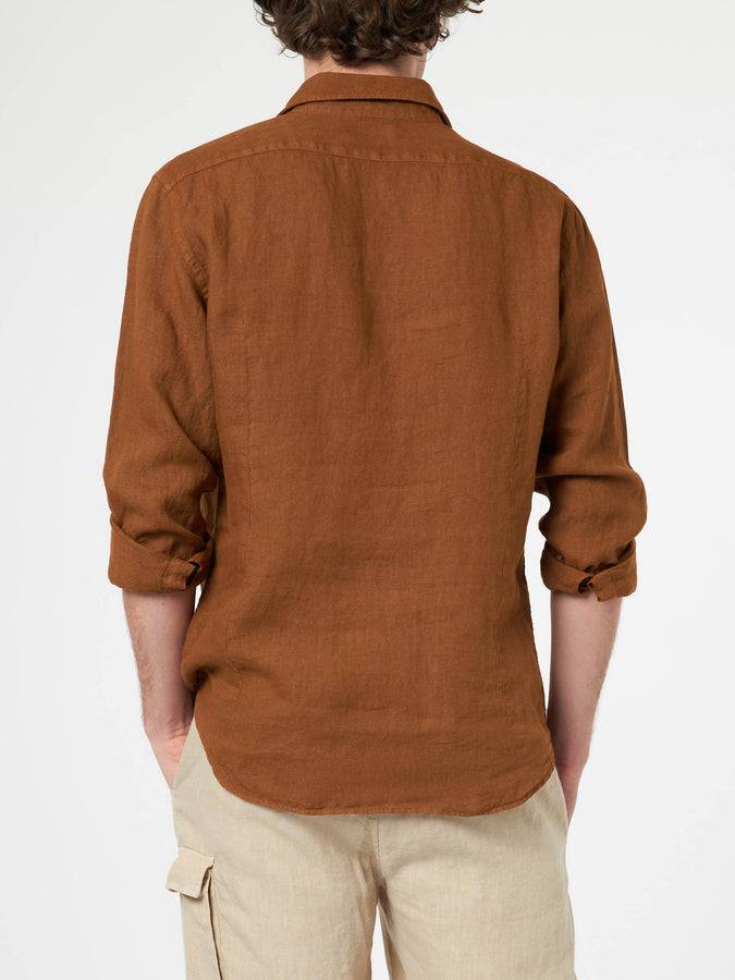 Mc2 Saint Barth Camicia Da Uomo In Lino Cammello Pamplona
