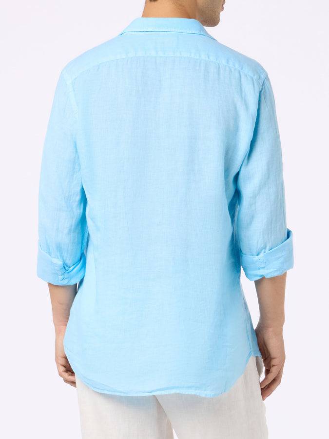Mc2 Saint Barth Camicia Da Uomo In Lino Celeste Pamplona