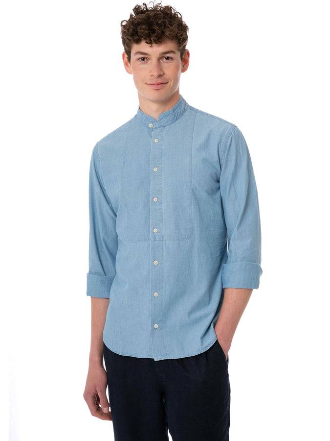 Mc2 Saint Barth Camicia Da Uomo In Lino Denim Celeste