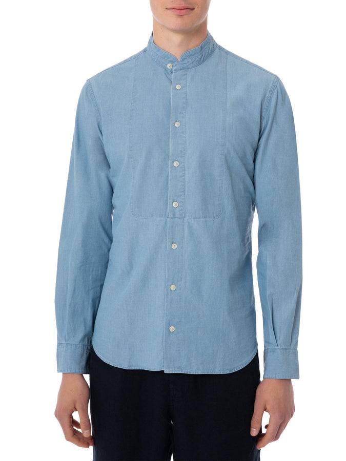 Mc2 Saint Barth Camicia Da Uomo In Lino Denim Celeste