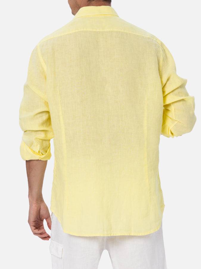Mc2 Saint Barth Camicia Da Uomo In Lino Giallo Pallido Pamplona