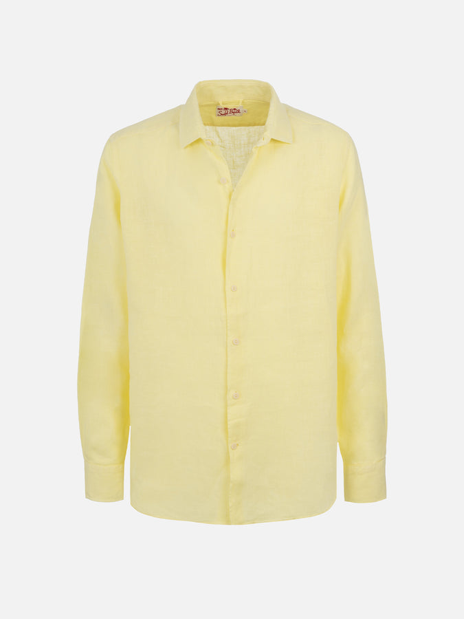 Mc2 Saint Barth Camicia Da Uomo In Lino Giallo Pallido Pamplona