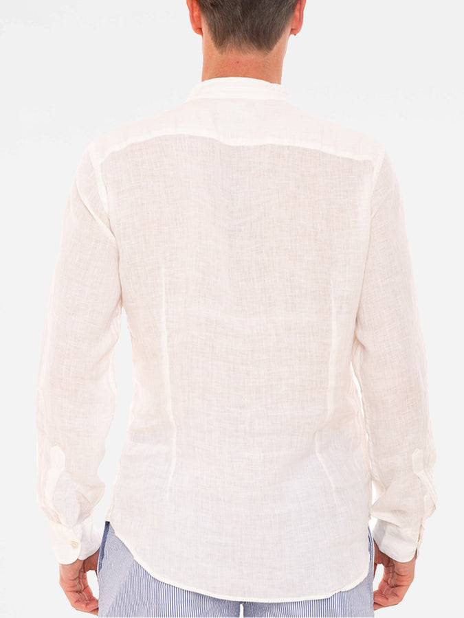 Mc2 Saint Barth Camicia Da Uomo In Lino Ricamata Bianco Sporco