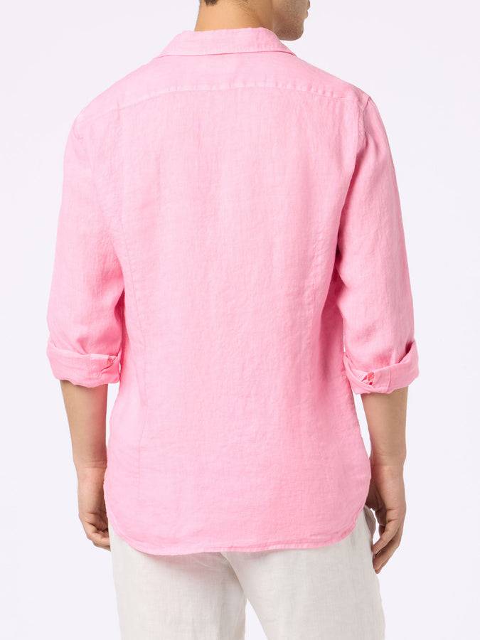 Mc2 Saint Barth Camicia Da Uomo In Lino Rosa Pamplona